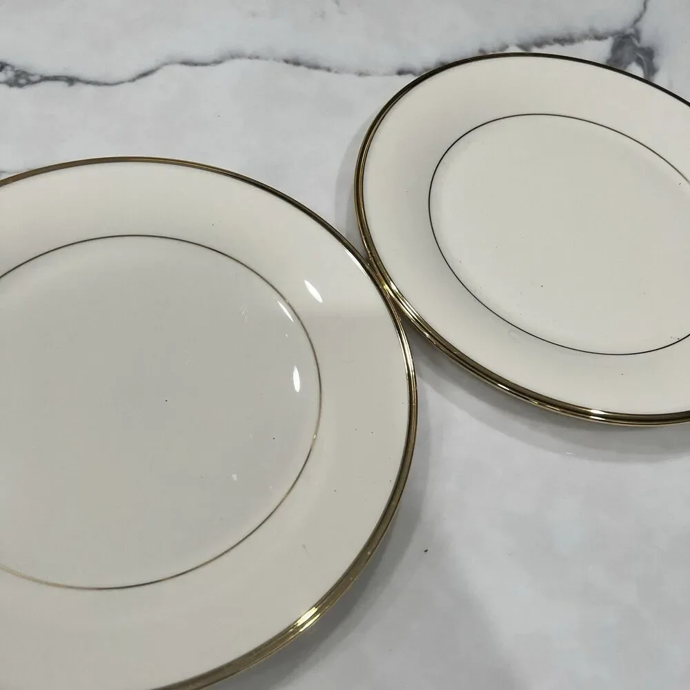 2 dinner plate Lenox Eternal Gold Rim Bone China dimension collection fine dish